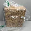 Coeusy 3 Gallon Wicker Trash Can,Small Bathroom Trash Can with Lid,Natural Water Hyacinth Wicker Waste Basket for Bedroom,Toilet,Narrow Garbage Can with Removable Liner