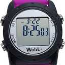 WobL+ World's Smallest & Best Waterproof Vibrating 9 Alarms + Countdown Timer Wristwatch (Purple) Sports/Medicine/Meeting/Potty Reminders