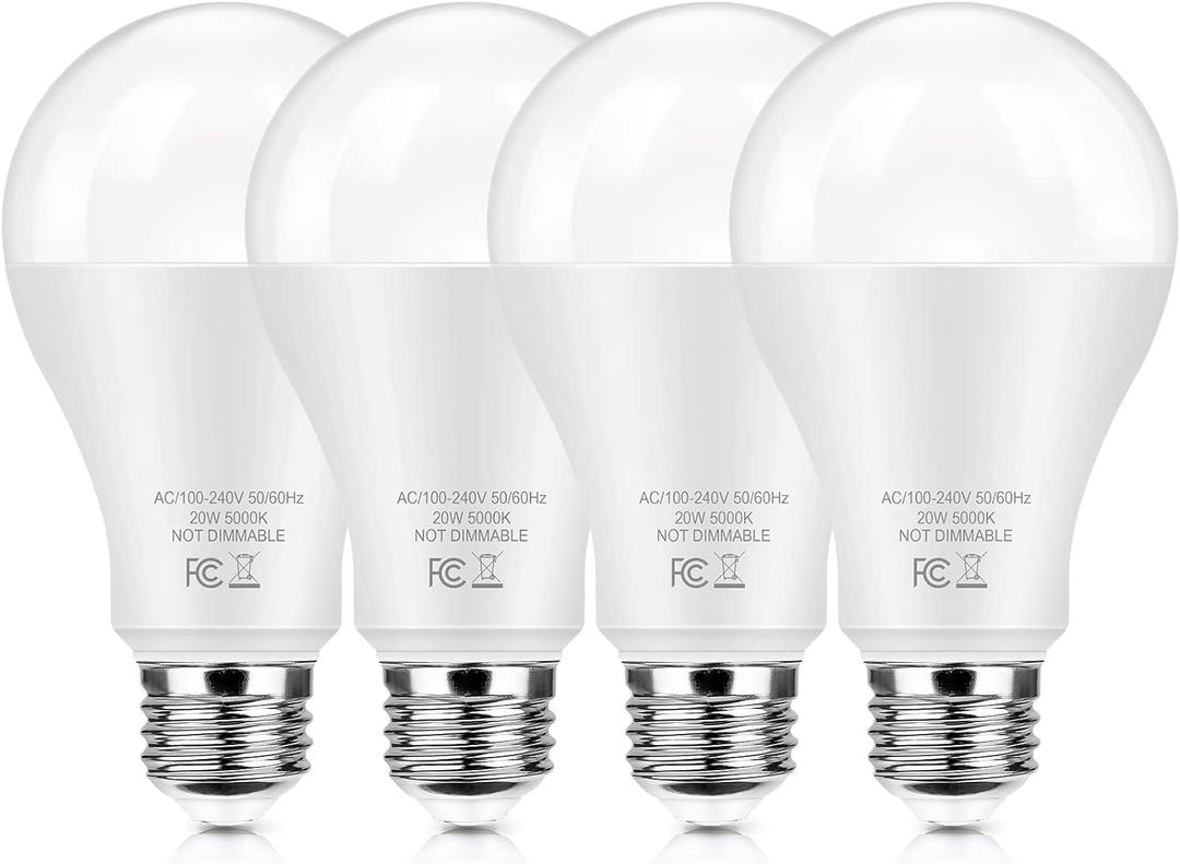 LED Light Bulbs 150 Watt Equivalent, 2200 Lumen Super Bright Light Bulbs, Daylight White 5000K, A21 20W LED Bulb E26 Base, Non-Dimmable, No Flicker Brightest Bulb for Bedroom Living Room Home, 4-Pack