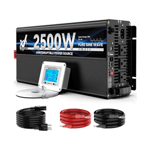 2500 Watt Sump Pump Backup Battery System, Automatic Switching to Battery Inverter Power, Professional Backup System in Case of Power Failure, Pure Sine Wave Output Remote Controller with LCD Screen