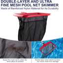 Pool Skimmer Net, Upgraded Pool Net Skimmer with Double-Layer Netting Bag, Larger Capacity Pool Nets for Cleaning Finest Debris, Thickened Frame Pool Leaf Net Reinforced with Grid Structure (Red)