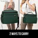 GORILLA GRIP Insulated Lunch Box Bag for Women Men, 15L, Leakproof Reusable Soft Cooler Bags, Multiple Compartments, Mesh Pockets and Adjustable Strap, Food Tote Keeps Drinks Cold, 13x9, Hunter Green