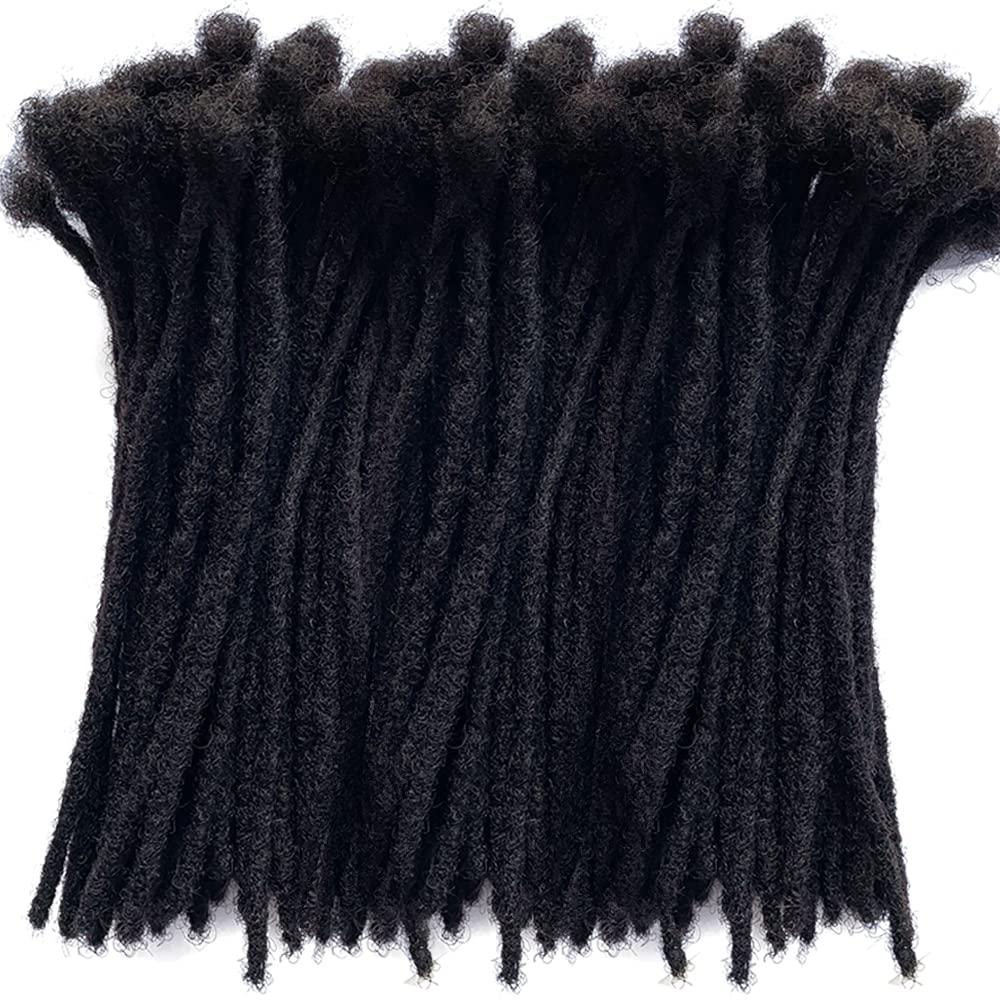100% Human Hair Dreadlocks Handmade Locs Samll Size 0.4cm Width Pencil Size 60 per Bundles Natural Black #1B 8inch