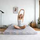 6th Generation Japanese Floor Futon Mattress - Extra-Thick 9-Layer Modern Futon with 100% High-Density Foam, Portable Floor Mattress Sleeping Pad for Adults, Guest Room, Dormitory, Twin Size(39"X75")