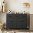 OLIXIS Dresser for Bedroom with 7 Fabric Drawers Storage Organizer Closet Chest Clothes Cabinet Vertical Dresser for Living Room Entryway Hallway,Black, 11.8"D x 39.4"W x 30"H