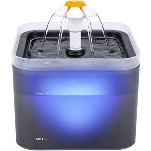 Cat Water Fountain, 67oz/2L Automatic Cat Drinking Fountain, Pet Water Fountain with LED Light and Filter for Cats and Small Dogs (Grey)