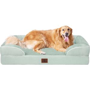 EHEYCIGA Orthopedic Dog Beds for Extra Large Dogs, Waterproof Memory Foam XL Dog Bed with Sides, Non-Slip Bottom and Egg-Crate Foam Big Pet Couch Bed with Washable Removable Cover, Sage Green (44.0"L x 32.0"W x 6.5"Th)
