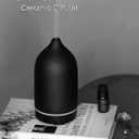 Essential Oil Diffuser,Handcrafted Ceramic Diffuser for Home,Ultrasonic Cool Mist Air Diffuser, 9 Colors Night Light with Timer (Black)