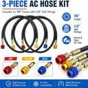 3 Pieces AC Manifold Gauge Hose Kit HVAC Hoses 59" AC Hose Set Refrigerant Hoses, AC Recharge Hose with 1/4" SAE for R410A R32 R134a, Hose Manifold for Home & Automotive Air Conditioning Maintenance