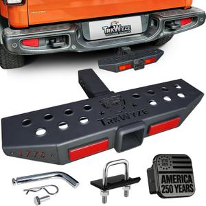 America 250 Edition 3-in-1 Hitch Step, Anti-Slip, X-Large Stepping Surface for Secure Footing, 7500 lb Tow Capacity, Rust-Resistant Dual-Layer Finish, Flag Hitch Cover & Stabilizer Included