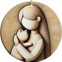 Christmas Ornament for Cat Lovers  Girl and Cat Hug Design  Printed Ceramic Ornament, Not a Carved Sculpture  Pet Lover Gift, Xmas Tree Decoration