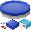 POOLHACKER 2025 Upgrade 28 ft Round Winter Pool Cover - 28ft Round Above Ground, 4 Foot Overlap Extra Thick 420D Pool Cover with Pulley and Cable, 4 Pack