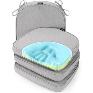 SUNROX Gel Memory Foam Chair Cushions, FadeShield Water-, Stain-Resistant Durable Reversible Seat Cushion Pads with Ties for Indoor/Outdoor Kitchen Dining Office, 17"x16", Set of 4, Heather Grey SUNROX Gel Memory Foam Chair Cushions, FadeShield Water-, Stain-Resistant Durable Reversible Seat Cushion Pads with Ties for Indoor/Outdoor Kitchen Dining Office, 17"x16", Set of 4, Heather Grey