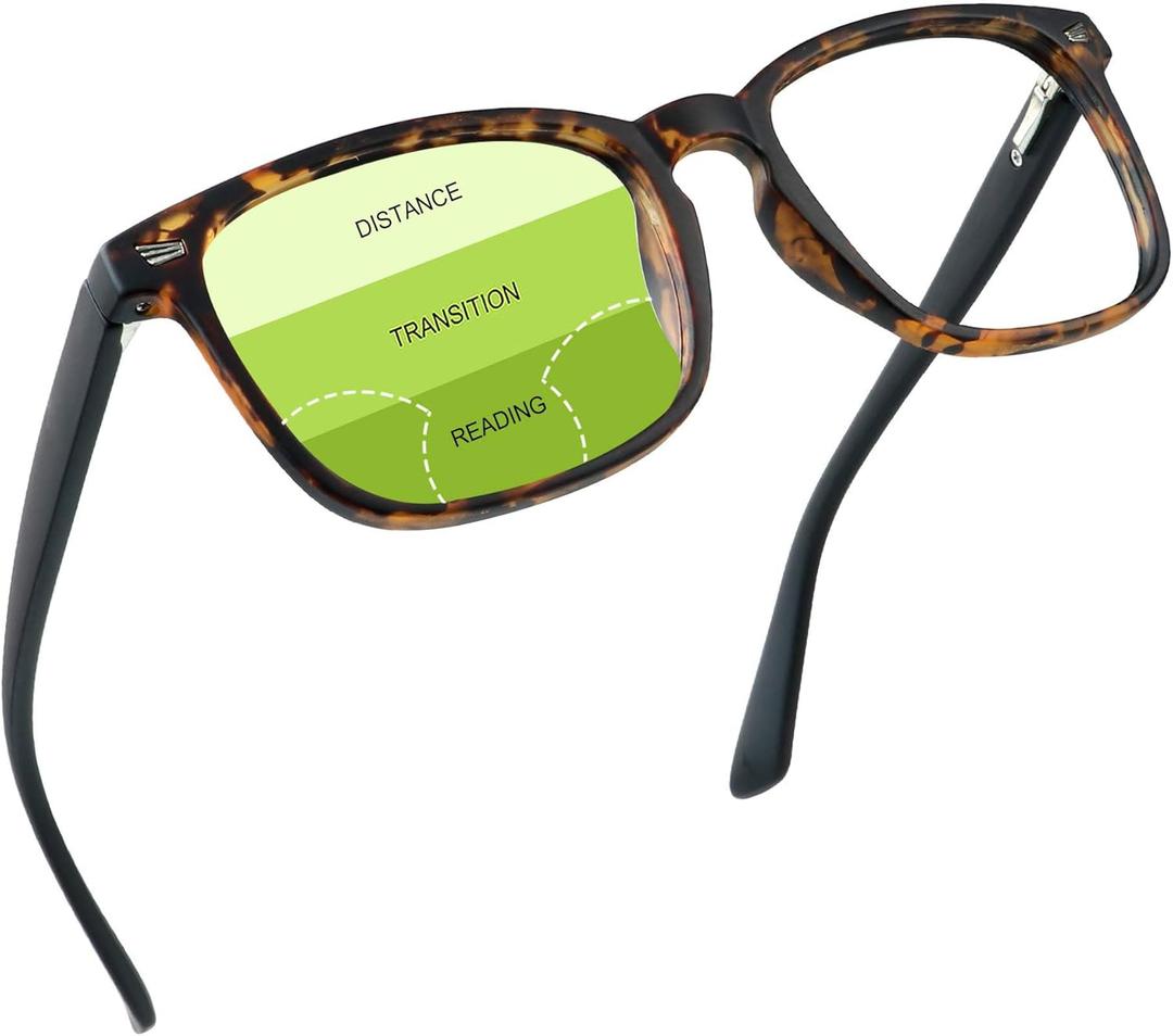 YEIN Progressive Multifocus Reading Glasses, Spring Hinge Blue Light Blocking Glasses for Women Men, No Line Multifocal Readers with Clear Lenses (+2.25 magnification)