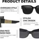 LVIOE Fit Over Glasses Sunglasses Women Men Polarized Oversized Square with UV400 Protection Shades (A01 Black Frame/ Grey Polarized Lenses)