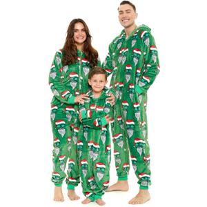 Family Christmas Onesies Adult & Kids - Christmas Onesies Women Pajamas - Christmas Kid & Adult Onesie Pajamas for Women/ Men/ Kids, Fleece Onesies for Women, Teens/ Adult PJs - Green Santa (Adult XL)
