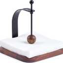 Napkin Holder for Table - Wooden Cocktail Napkin Holder Weighted Windproof, North American Walnut Napkin Holders for Paper Napkins, Handcrafted for Kitchen Bar Outdoor PartyGift Ready