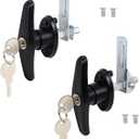 Truck Cap Locking T-Handle, Matching Set T-Handles Lock, Truck Cap Topper Camper Shell Locking T-Handle, Keyed Alike Black T-Handle Lock kit (Left&Right)-Complete Set (2 Locks)