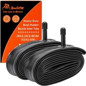 2-PCS 26" Heavy Duty Bike Tubes 26X2.10/2.40 AV32mm Schrader Valve (52/62-559) Bicycle Tubes Compatible with 26 X 2.10 26 X 2.125 26X2.20 26X2.25 26X2.30 26x2.35 26X2.40 Bike Bicycle Tire Tubes