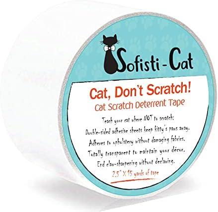 Sofisti-Cat Training Tape, Cat Tape for Furniture, Scratch Deterrent Keep Cats from Scratching Furniture with Our Double -Sided Repellent, 2.5" x 15' Roll