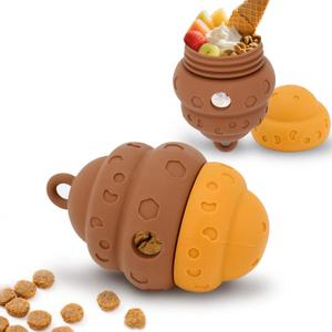 Dog Treat Dispensing Toys, Interactive Slow Feeder Toy - Fill and Freeze Dog Food, Keep Them Busy-Reduces Anxiety/Boredom for Small Medium Breeds Brown