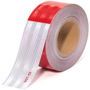 DOT-C2 Reflective Tape 2 Inch X 100 Feet Red White Reflector Adhesive Conspicuity Outdoor Waterproof Tape for Trailers, Trucks, Vehicles, Driveway, Boats, Signs (100 FT)