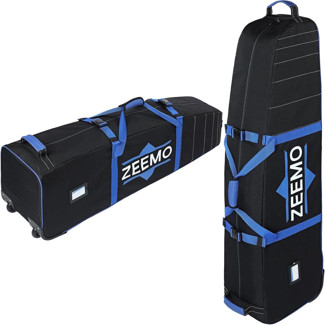 ZEEMO Golf Travel Bag, Mid-Open Protective & Wheeled Airline-Approved Case for Clubs, Stand&CartBag, Waterproof Soft-Sided Cover Made of Heavy Duty Oxford