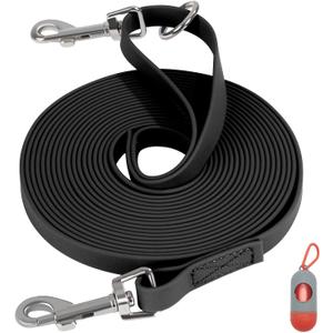 Waterproof Long Leash for Dogs Training 16FT/30FT/50FT, Long Dog Leash Heavy Duty Lead for Large Medium Small Dogs Outside Walking, Playing, Camping, or Yard(Black 50FT)