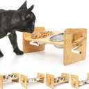 Raised Dog Bowl, Elevated Dog Bowls, Tilted Pet Food Water Bowl, Slanted Bamboo Feeding Station with Stainless Steel Bowls for Small & Medium Dogs, Cat Kitten Flat Faced French Bulldog Puppy Feeder