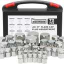 72PCS JIC Cap and Plug Set, 37 Degree Flare Threads Hydraulic Hose Fittings, Carbon Steel, Size 4 6 8 10 12 16