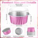 Gejoy 400 Pcs Aluminum Foil Baking Cups with Lids 5 oz Disposable Ramekins Mini Cake Pans Creme Brulee Cupcake Liners Muffin Dessert Container for Wedding Birthday Party (Classic,Dark Pink)