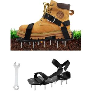 Spike Shoes, Aeration Shoes for Lawn with Heavy Duty Spikes, Aerator Shoes with Adjustable Hook & Loop Straps for Grass, Garden, One Size Fits All