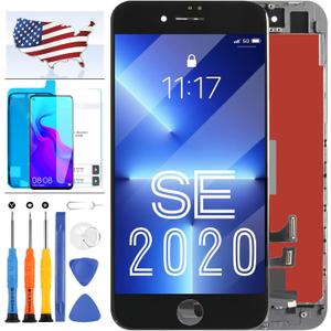 for iPhone SE 2020 Screen Replacement,for iPhone SE2 LCD Touch SE 2nd Generation A2296 A2275 A2298 Display Sensor Glass Panel Digitizer Assembly Repair Parts Kit with Protector Film +Tools (Black)
