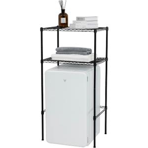 Zvyteay Mini Fridge Shelf Adjustable Height Storage Shelf Metal Storage Rack Mini Fridge and Microwave Stand for Dorm, Kitchen, Office, Black, 2-tier