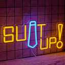 Suit up Neon Sign USB Powered Motivational Word Neon Light Sign Dimmable Fashion Man Tie LED Light Sign for Clothing Store Suit Shop Dressing Room Cloakroom Office Man Cave Party Wall Decor
