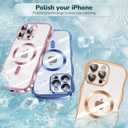 [CD Ring & Curly Wave Edge] for iPhone 15 Pro Case, 2025 Upgraded [Full Camera Protection] [Compatible with MagSafe] Plating Soft Non-Yellowing Clear Case for 15 Pro 6.1 " Men Women ,Titanium Blue