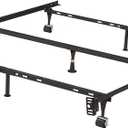 Kings Brand Furniture 7-Leg Heavy Duty Metal Queen Size Bed Frame with Center Support Legs, Black