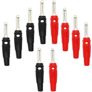 V TELESKY 10PCS 2 Colors 4mm Welded Banana Plug, Superimposable Connector Test Plug DIY Banana Plug Connectors Adapters