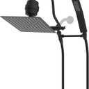 Hibbent All Metal 12'' Filtered Rainfall Shower Head Combo, High Pressure Handheld Shower Wand, 12'' Adjustable Extension Arm, 20 Stage Shower Filter, 71'' Hose, 2 Shower Head Holders, Matte Black