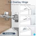 HOSOM Full Overlay Soft Close Cabinet Hinges, 10 Pack Cabinet Door Hinges, Frameless Cabinet Hinges for Kitchen Cabinet Doors, 110 Opening Angle 3-Way Adjustment Concealed European Hinges