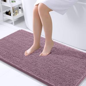OLANLY Bathroom Runner Rugs 44x24, Soft Absorbent Chenille Bath Rugs, Rubber Backing Quick Dry, Machine Washable Long Bath Mats for Bathroom Floor, Tub and Shower, Home Decor Accessories, Deep Plum