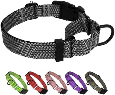 BXPAW Martingale Dog Collars Adjustable Training Martingale Collar for Dogs - Reflective No Pull Dog Collar with Quick Release Buckle(Grey L)