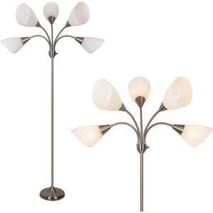 HonoDing Medusa Floor Lamps Standing Lamps 5 Heads Adjustable Reading Light Large Shade Use E26 A19 Bulb Floor Lamps for Living Room Bedroom (Satin Nickel)