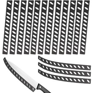 16 Pcs 8 Inch Knife Edge Guards Blade Protector Plastic Knife Edge Cover Sleeves Universal Blade Covers Knife Sheath for Home Chef Kitchen Supplies, Black (12 Straight Type, 4 Curved Type)