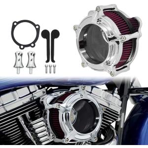 HDBUBALUS Motorcycle Air Filter Cleaner Intake Filter System Kit (B-For Touring 00-07/ Dyna 00-17,Softail 00-15)