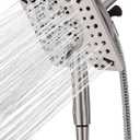 Shower Head with Handheld High Pressure, Rain Shower Head with Fixed Showerhead and 9 Sprays Handheld Shower, Detachable 2-IN-1 Shower head with 59" Rotatable Stainless Steel Hose (Brushed Nickel)