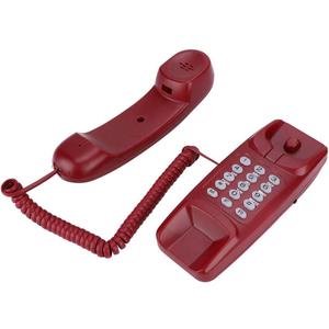 Yoidesu Wall Corded Telephone,Wall Mount & Landline Phone with Mute and Flash Function (red)