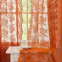Burnt Orange Sheer Curtains 63 Inches Length Boho Terracotta Curtains for Bedroom 2 Panels Rod Pocket Vintage Farmhouse Style Voile Drapes for Kitchen Nursery Halloween Fall Decor 52x63 Inch