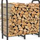 Tikimilor 2.8ft Firewood Rack Holder, Adjustable Heavy Duty Fire Log Stacker Stand for Fireplace, Outdoor Indoor Metal Wood Pile Storage Organizer, Patio Logs Stand tool, Black