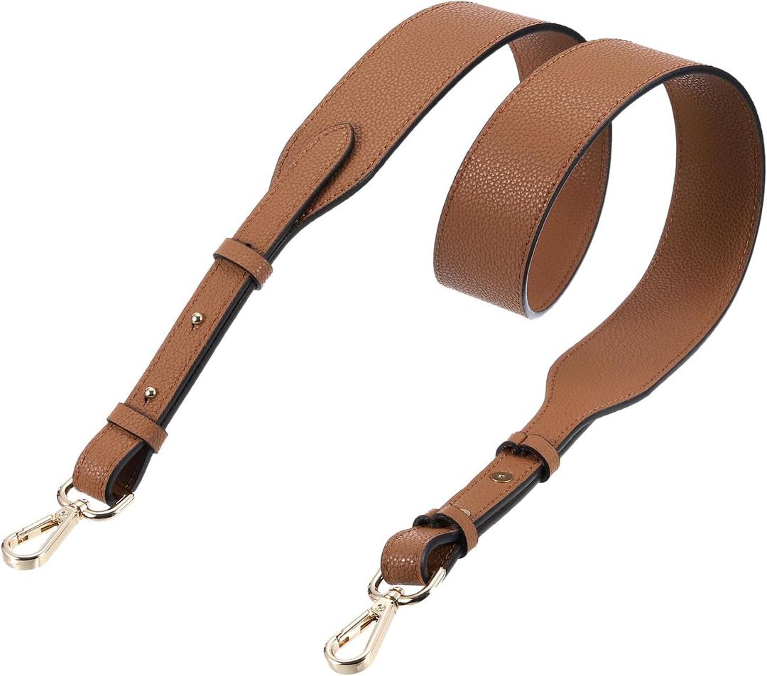 uxcell Leather Purse Strap, Adjustable Crossbody Replacement Straps for Handbags, Shoulder Bag (Light Brown, Gold Clasp)